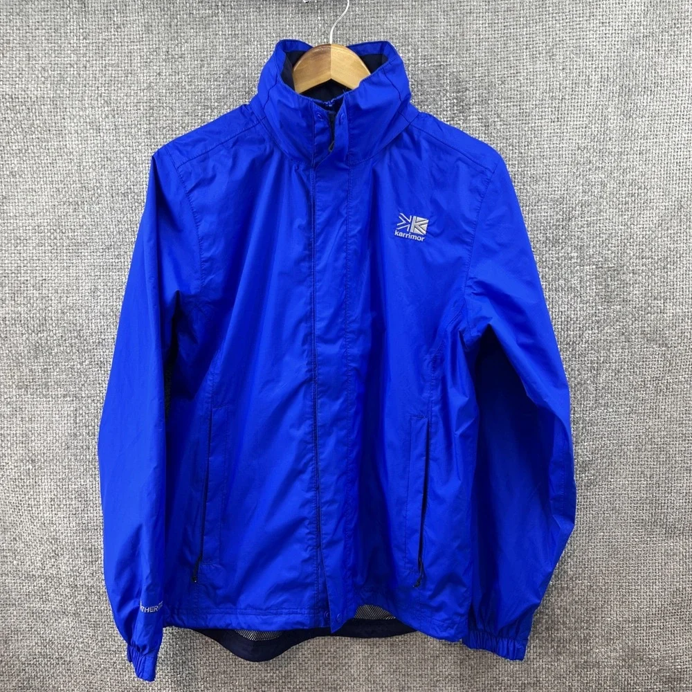KARRIMOR WEATHERTITE Jacket Blue Coat‎ Hood Windbreaker Mens Size XS Outdoor